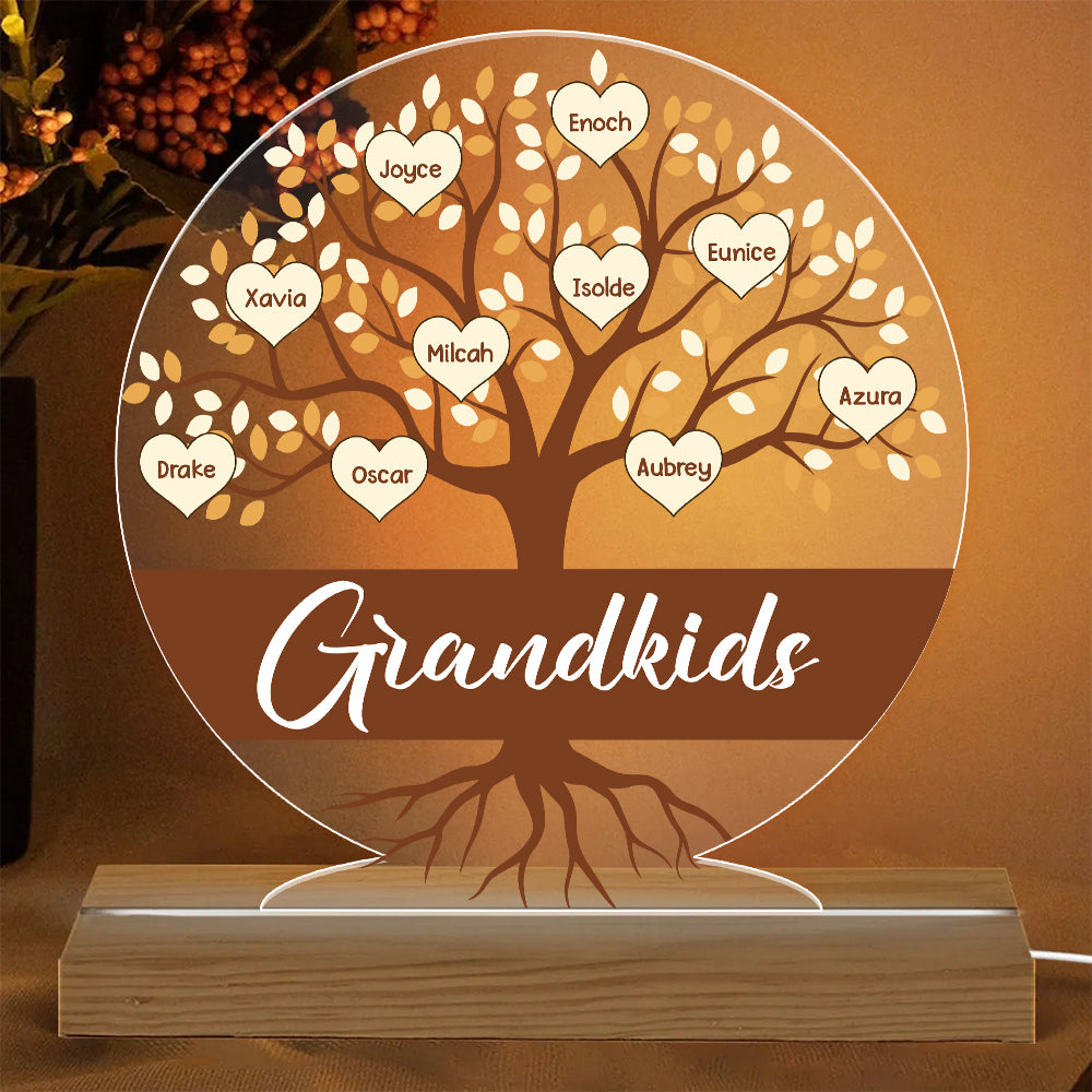 Personalized Family Tree Heart Acrylic Plaque LED Light Night, Custom Family  Name Night Light, Family Tree Home Accent Piece - Wolfantique