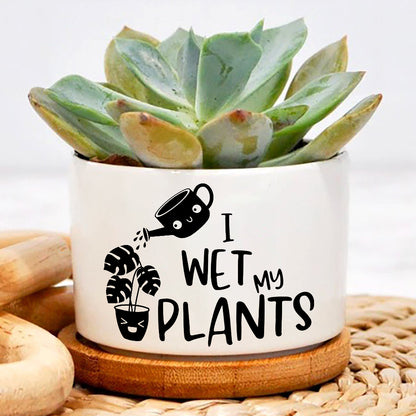 plant sayings for pots Sometimes I Wet My Plants Pot And Tray, Pot with Funny Sayings, Positive Vibes Plant Pot, Funny plant pot design, Planter Pot Decal, small plant pot – Wolfantique