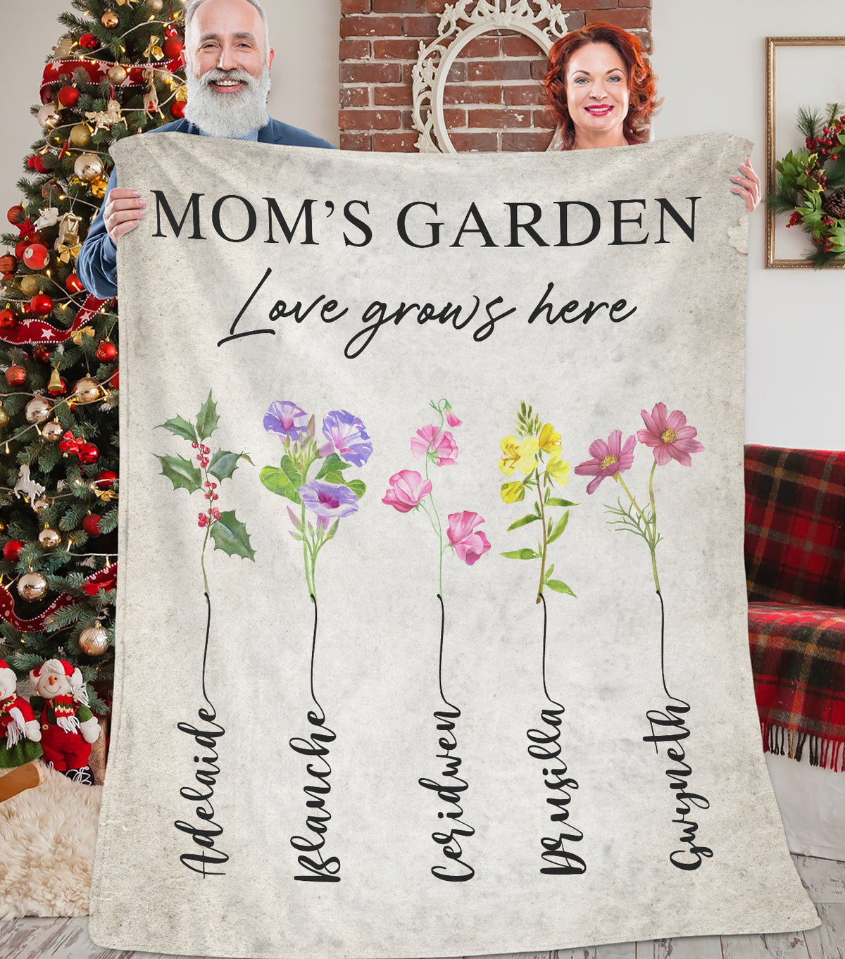 Personalized Mom's Garden Custom Birth Month Flower Family Love Grows Here  Fleece Blanket, Gifts for Grandma, birth flower blanket, Custom Mom's  Garden Blanket, mother's day gift ideas, Mom Blanket with Kids Name 