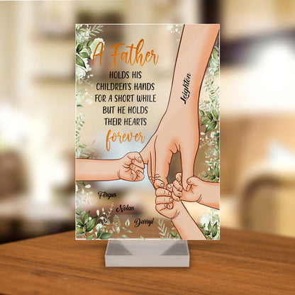 Personalized A Father Holds His Children's Hand Acrylic Plaque