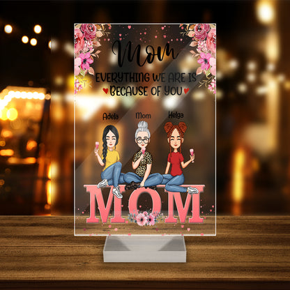 Personalized Mother And Daughter Everything We Are Is Because Of You Acrylic Plaque