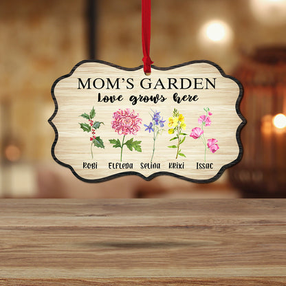 Personalized Mom's Garden Custom Birth Month Flower Family Wooden Ornament