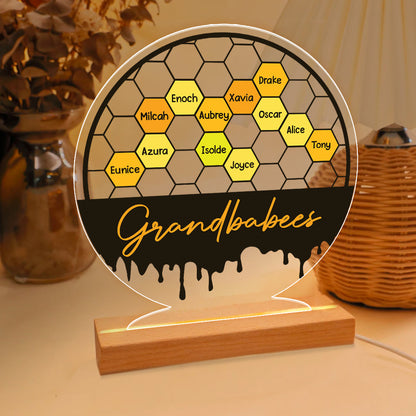 Personalized Bee Hive Family Tree Acrylic LED Light Night