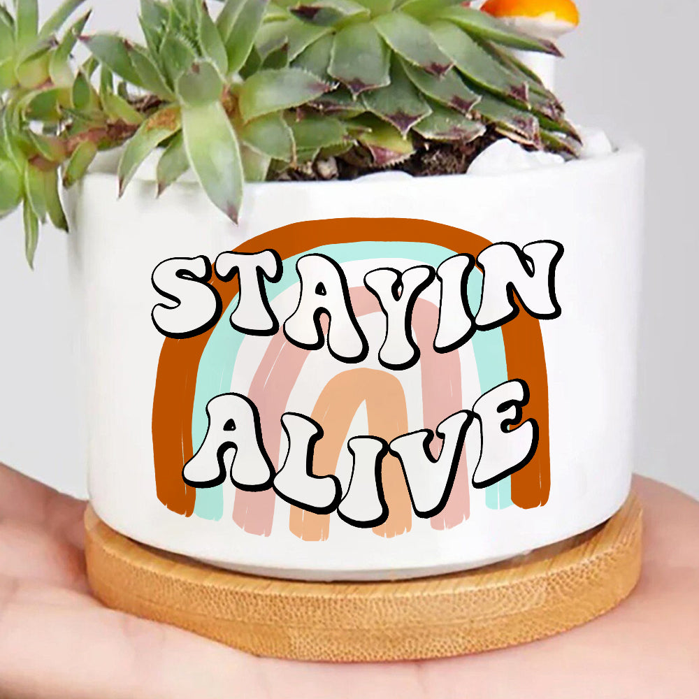 Rainbow Stayin Alive Plant Pot