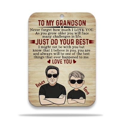 Personalized To My Grandson Never Forget How Much I Love You Wooden Keychain