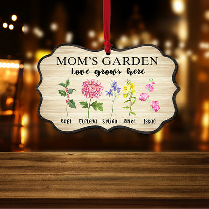 Personalized Mom's Garden Custom Birth Month Flower Family Wooden Ornament