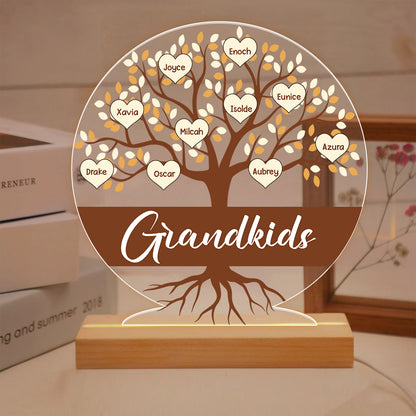 Personalized Family Tree Heart Acrylic Plaque LED Light Night