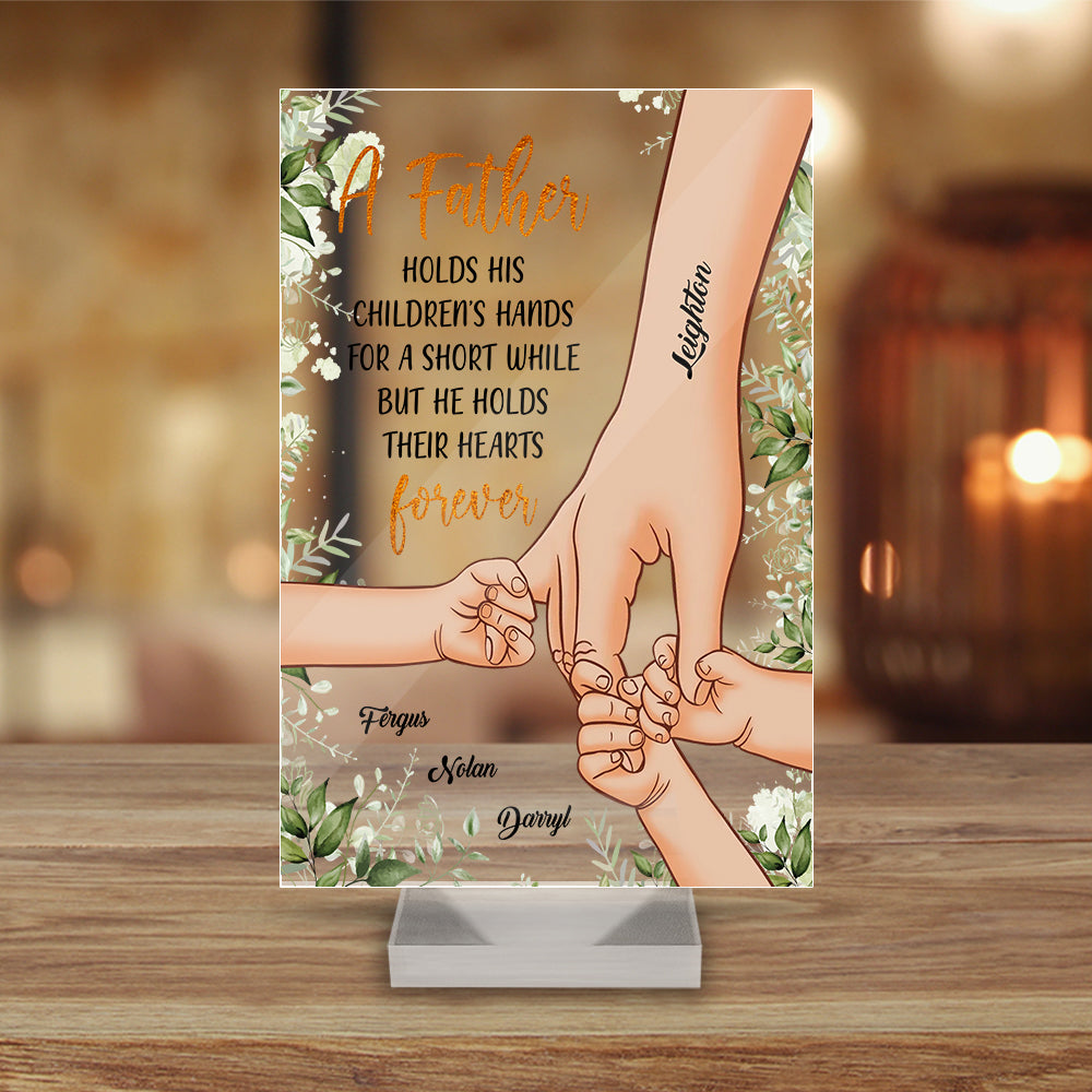 Personalized A Father Holds His Children's Hand Acrylic Plaque