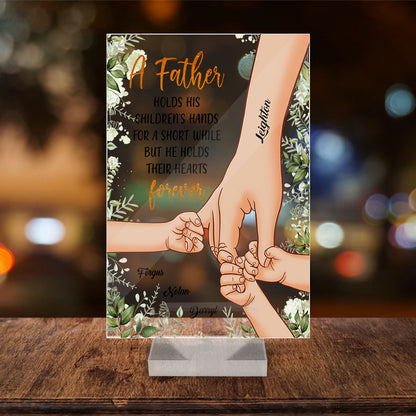 Personalized A Father Holds His Children's Hand Acrylic Plaque