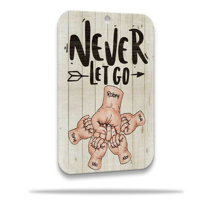 Personalized Daddy And Kid Bump Hands Never Let Go Wooden Keychain