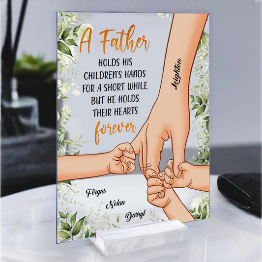 Personalized A Father Holds His Children's Hand Acrylic Plaque