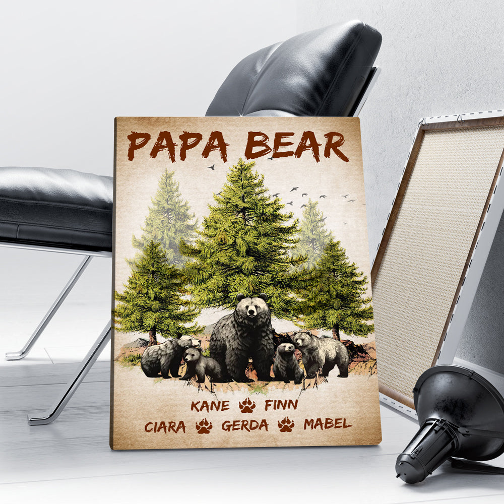 Personalized Papa Bear And Cubs Canvas Prints And Poster