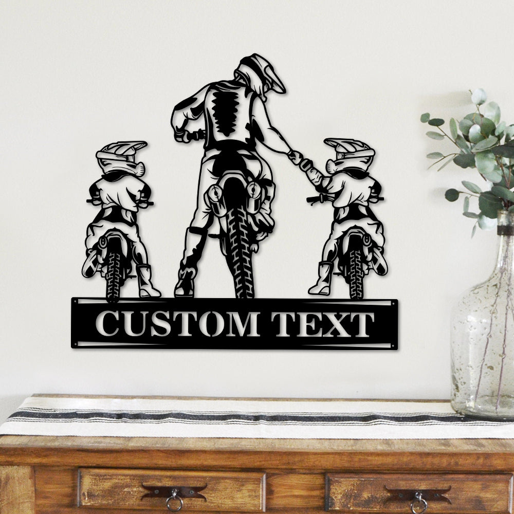 Personalized Father Son Motocross Biker Cut Metal Sign