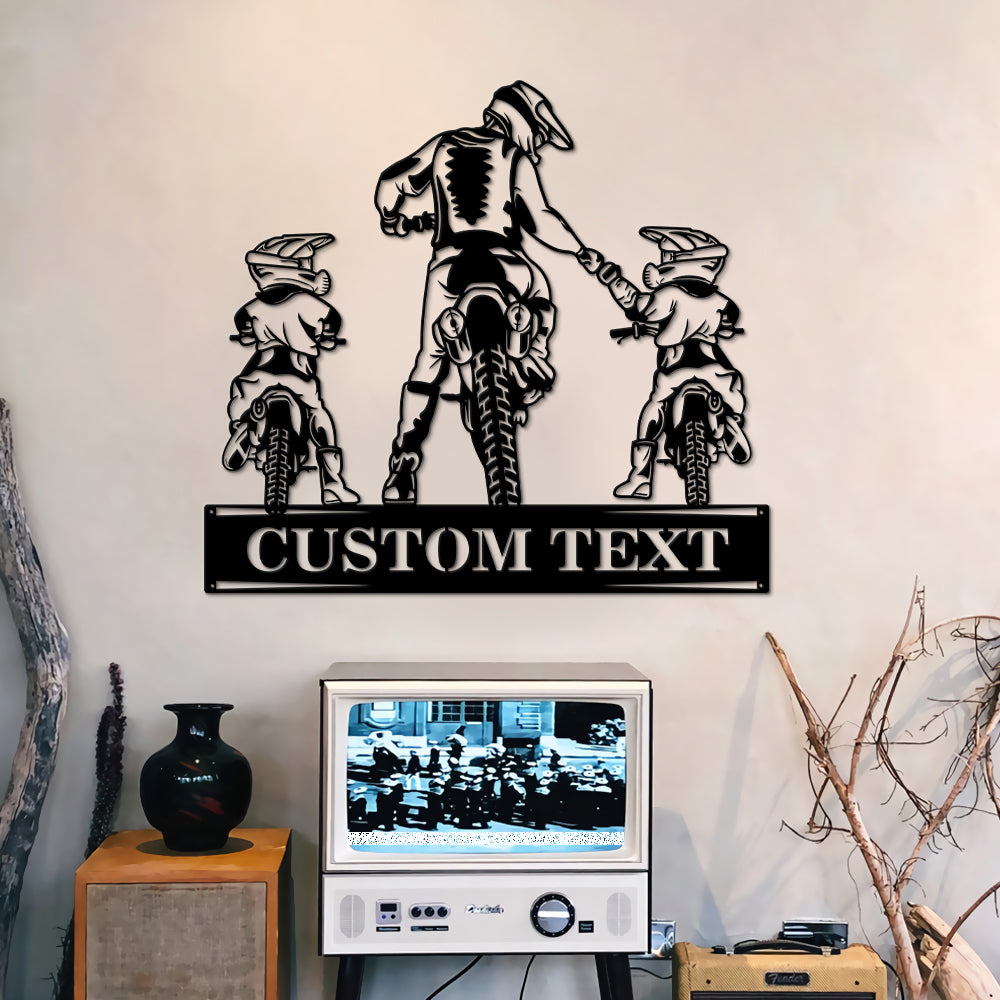 Personalized Father Son Motocross Biker Cut Metal Sign