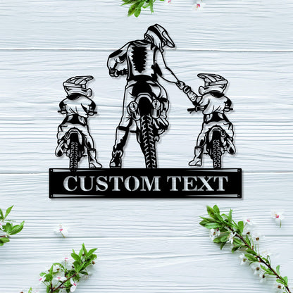 Personalized Father Son Motocross Biker Cut Metal Sign