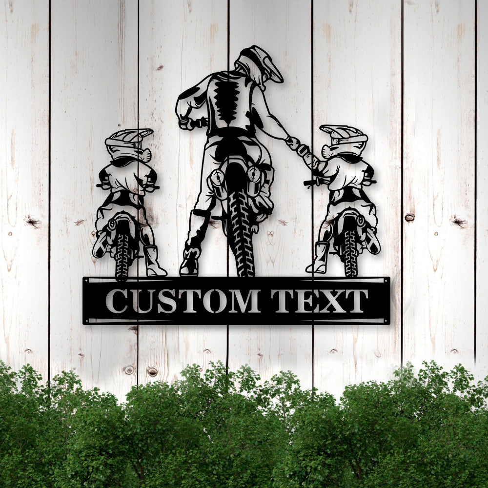 Personalized Father Son Motocross Biker Cut Metal Sign