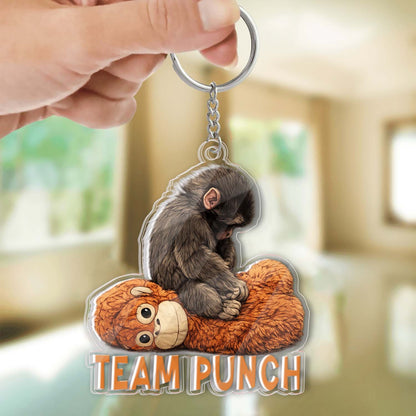 Team Punch Baby Monkey Punch with Plush Toy Acrylic Keychain