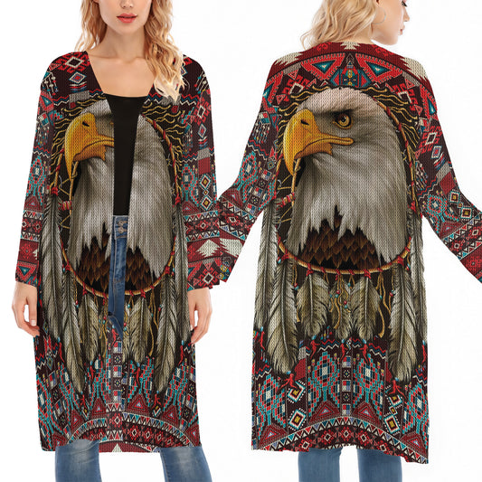 Native American Bald Eagle with Dream Catcher Ugly Cardigan