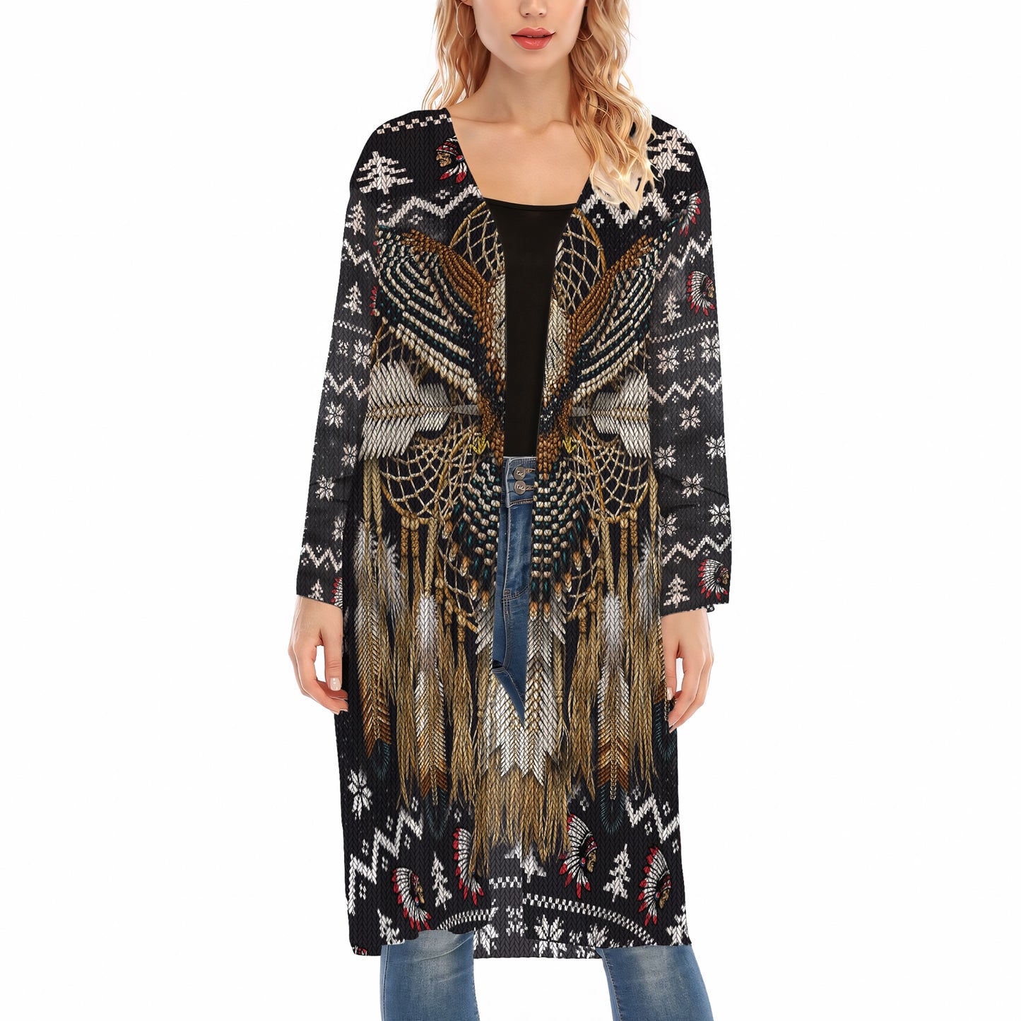 Native American Eagle Dreamcatcher Ugly Cardigan