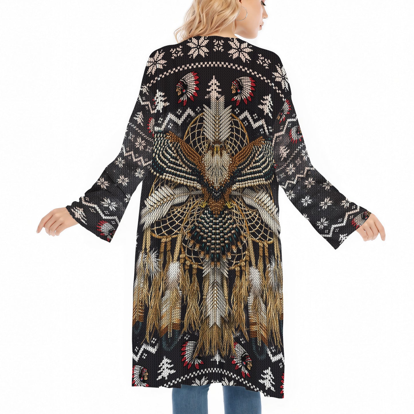 Native American Eagle Dreamcatcher Ugly Cardigan