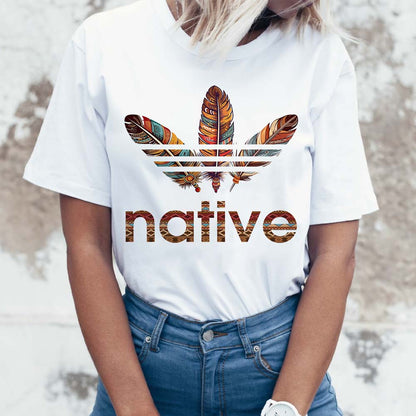 Native American Feather Graphic Boho Tribal Print Unisex T-Shirt