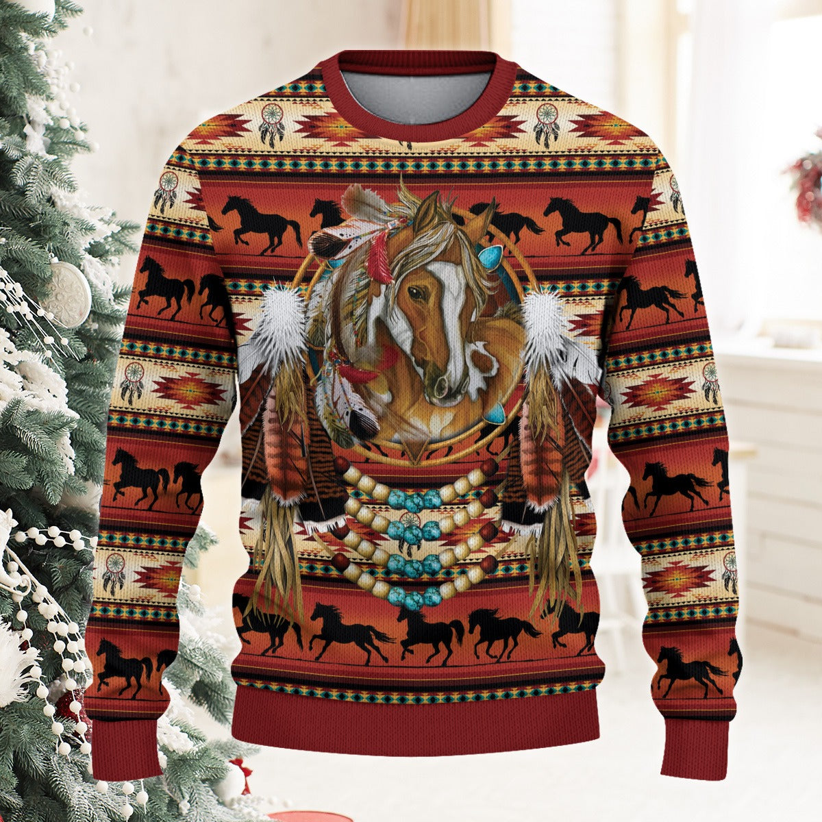 Native American Horse Dream Catcher Ugly Sweatshirt