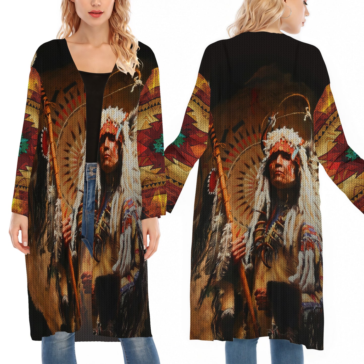 Native American Indian Chief Ugly Cardigan
