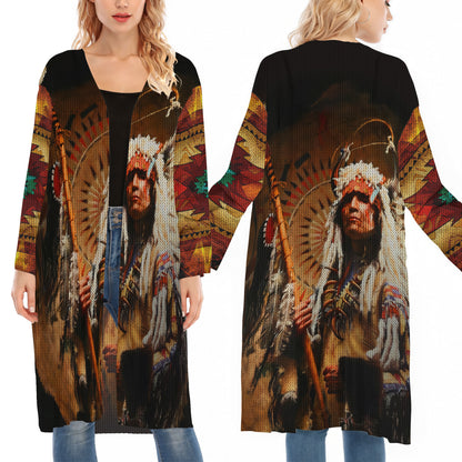 Native American Indian Chief Ugly Cardigan