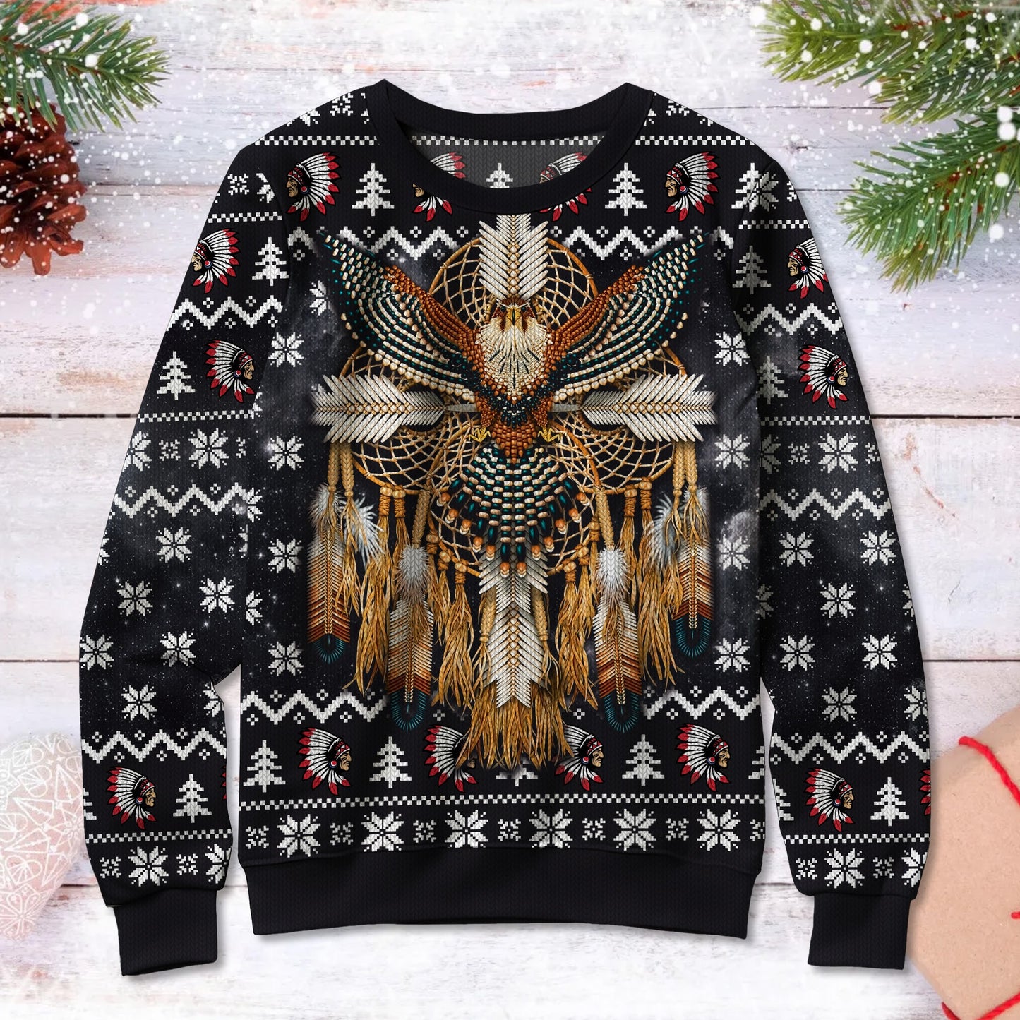 Native American Owl Christmas Ugly Sweatshirt