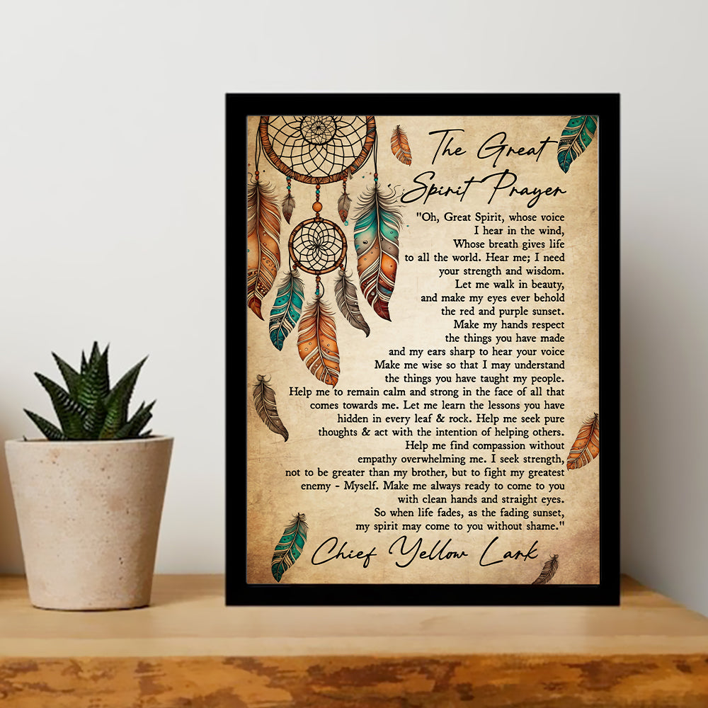 Native American The Great Spirit Prayer Spiritual Wall Art Chief Yellow Lark Poster Canvas