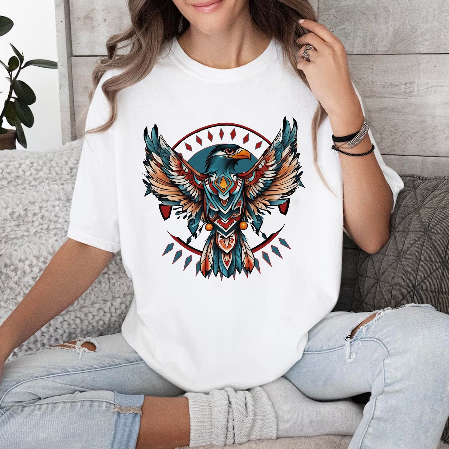 Native American Thunderbird Tribal Eagle Totem Boho T-Shirt