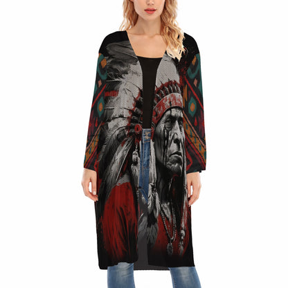 Native American Tribal Chief Ugly Cardigan