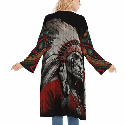 Native American Tribal Chief Ugly Cardigan