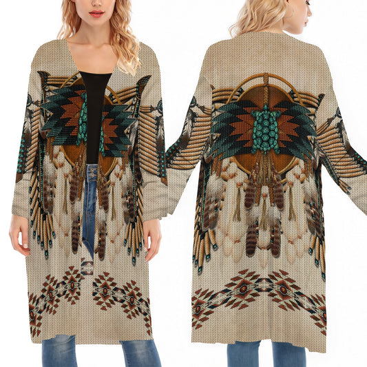 Native American Tribal Turtle Spirit Animal And Dreamcatcher Ugly Cardigan