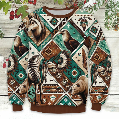 Native American Wildlife South Western Ugly Sweatshirt