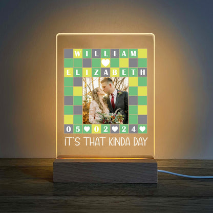 Personalized Couple Photo Anniversary It's That Kinda Day, Wordle Lover Gift Acrylic LED Light Night