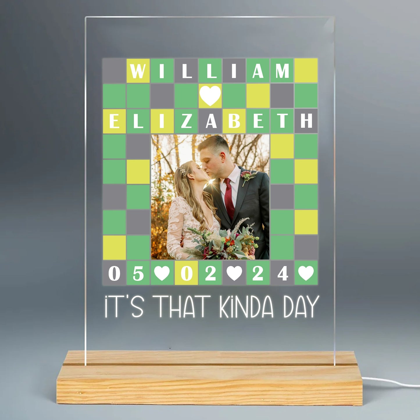 Personalized Couple Photo Anniversary It's That Kinda Day, Wordle Lover Gift Acrylic LED Light Night