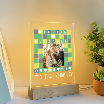 Personalized Couple Photo Anniversary It's That Kinda Day, Wordle Lover Gift Acrylic LED Light Night