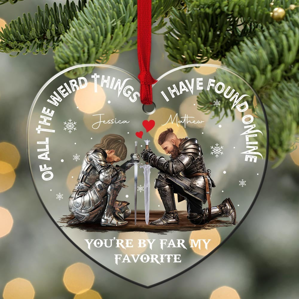 Personalized Couple Warrior Of All The Weird Things I Have Found Online Acrylic Ornament