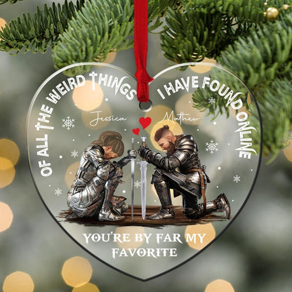 Personalized Couple Warrior Of All The Weird Things I Have Found Online Acrylic Ornament