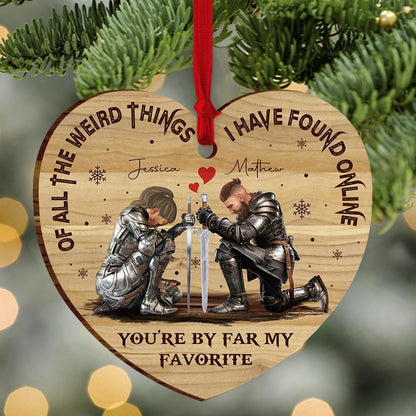 Personalized Couple Warrior Of All The Weird Things I Have Found Online Wooden Ornament