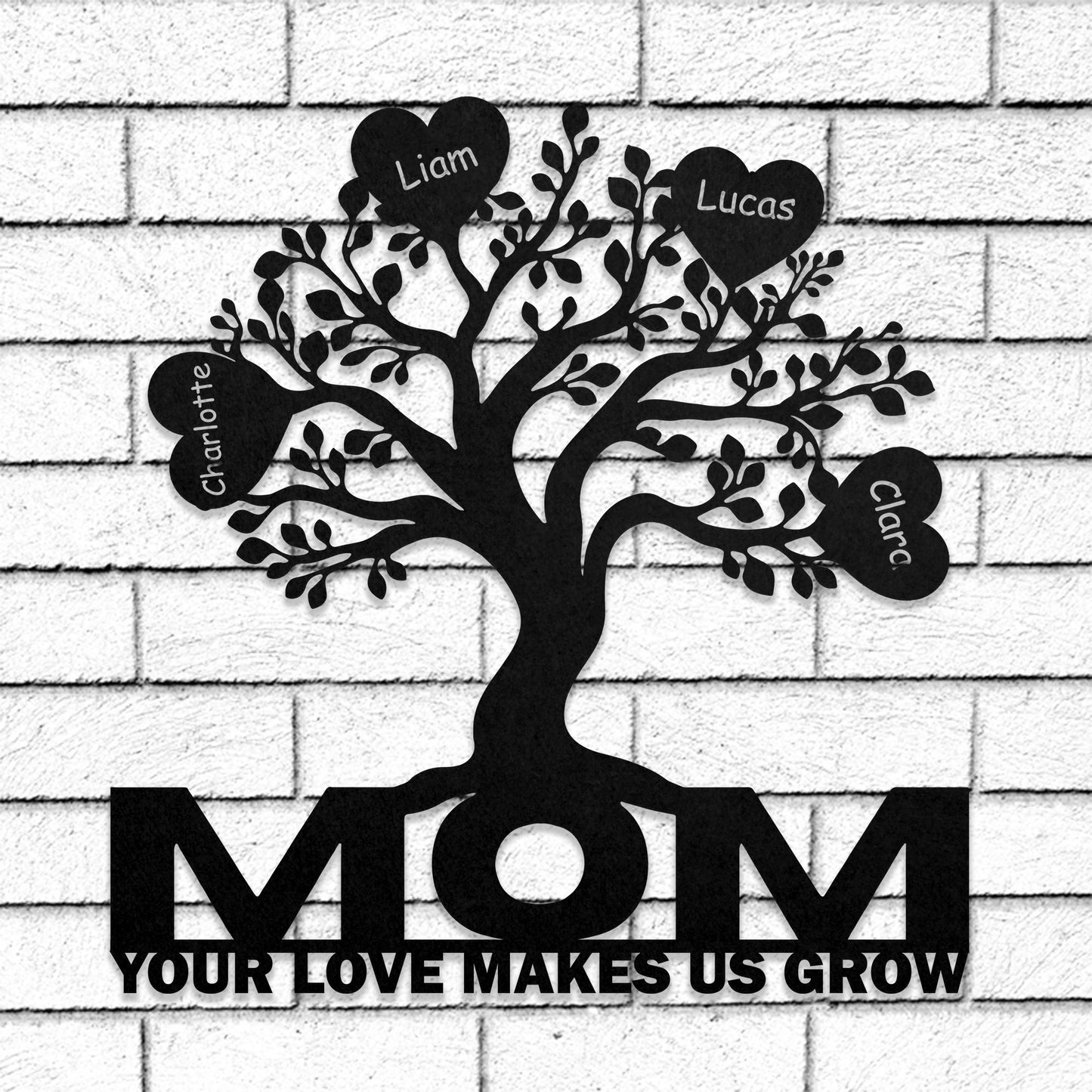 Personalized Mother Tree of Life Mom Your Love Makes Us Grow Cut Metal Sign