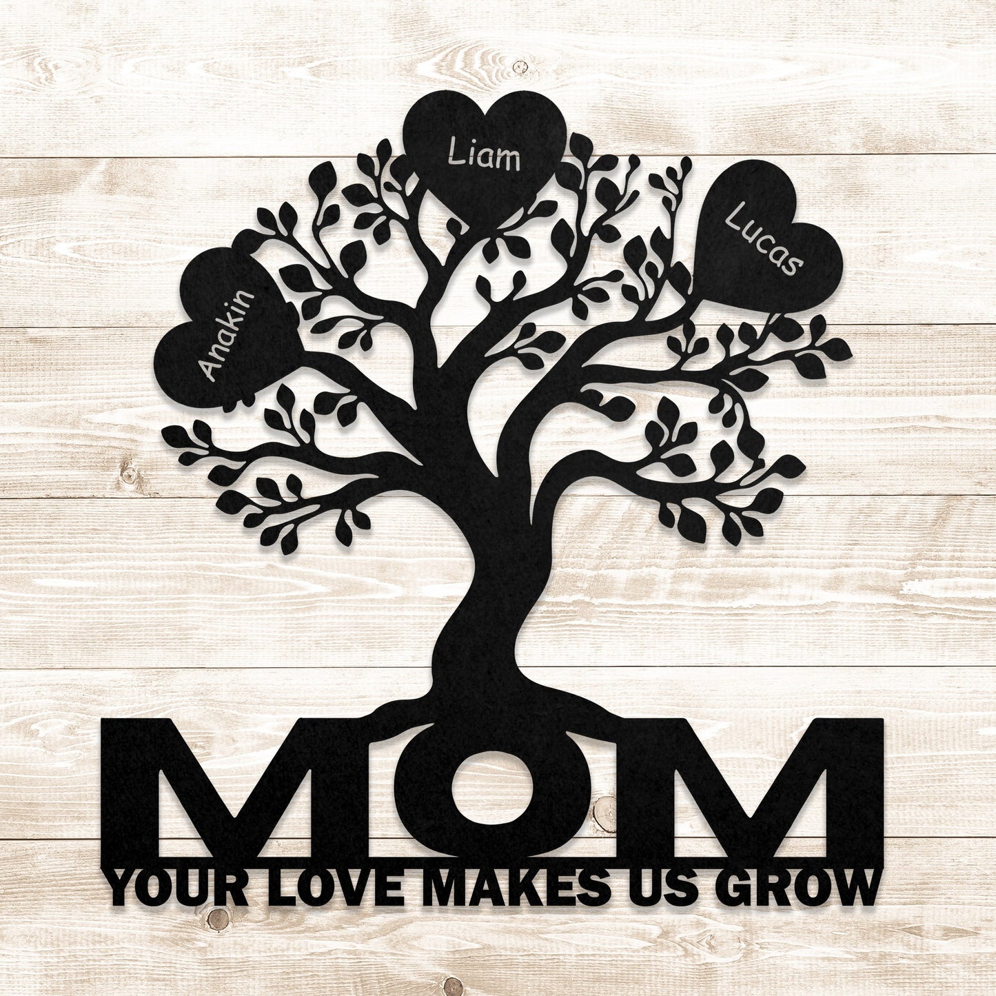 Personalized Mother Tree of Life Mom Your Love Makes Us Grow Cut Metal Sign