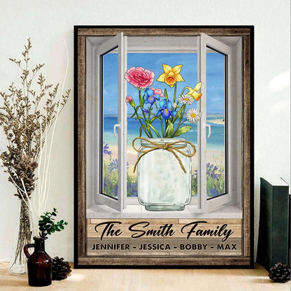 Personalized Family's Garden Custom Birth Month Flower Family Poster Canvas