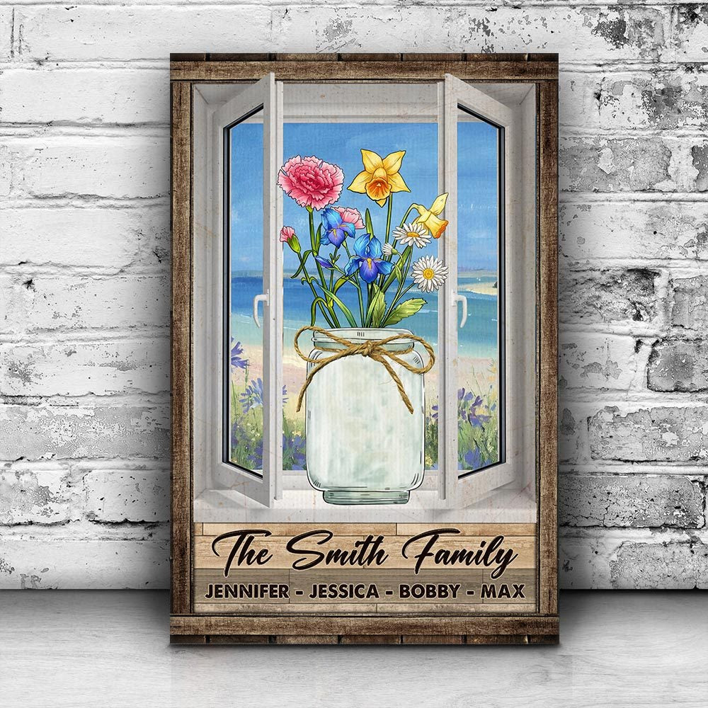 Personalized Family's Garden Custom Birth Month Flower Family Poster Canvas