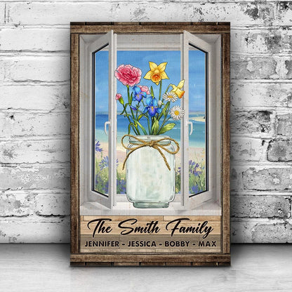 Personalized Family's Garden Custom Birth Month Flower Family Poster Canvas