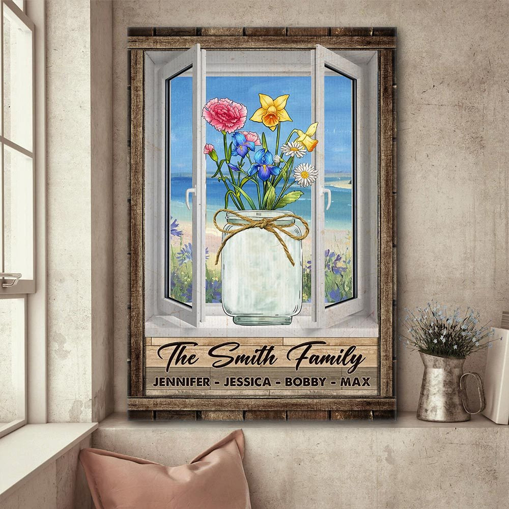 Personalized Family's Garden Custom Birth Month Flower Family Poster Canvas