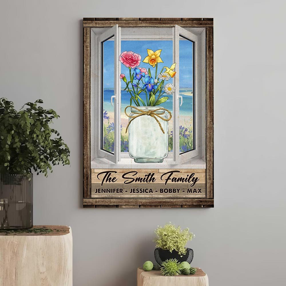 Personalized Family's Garden Custom Birth Month Flower Family Poster Canvas