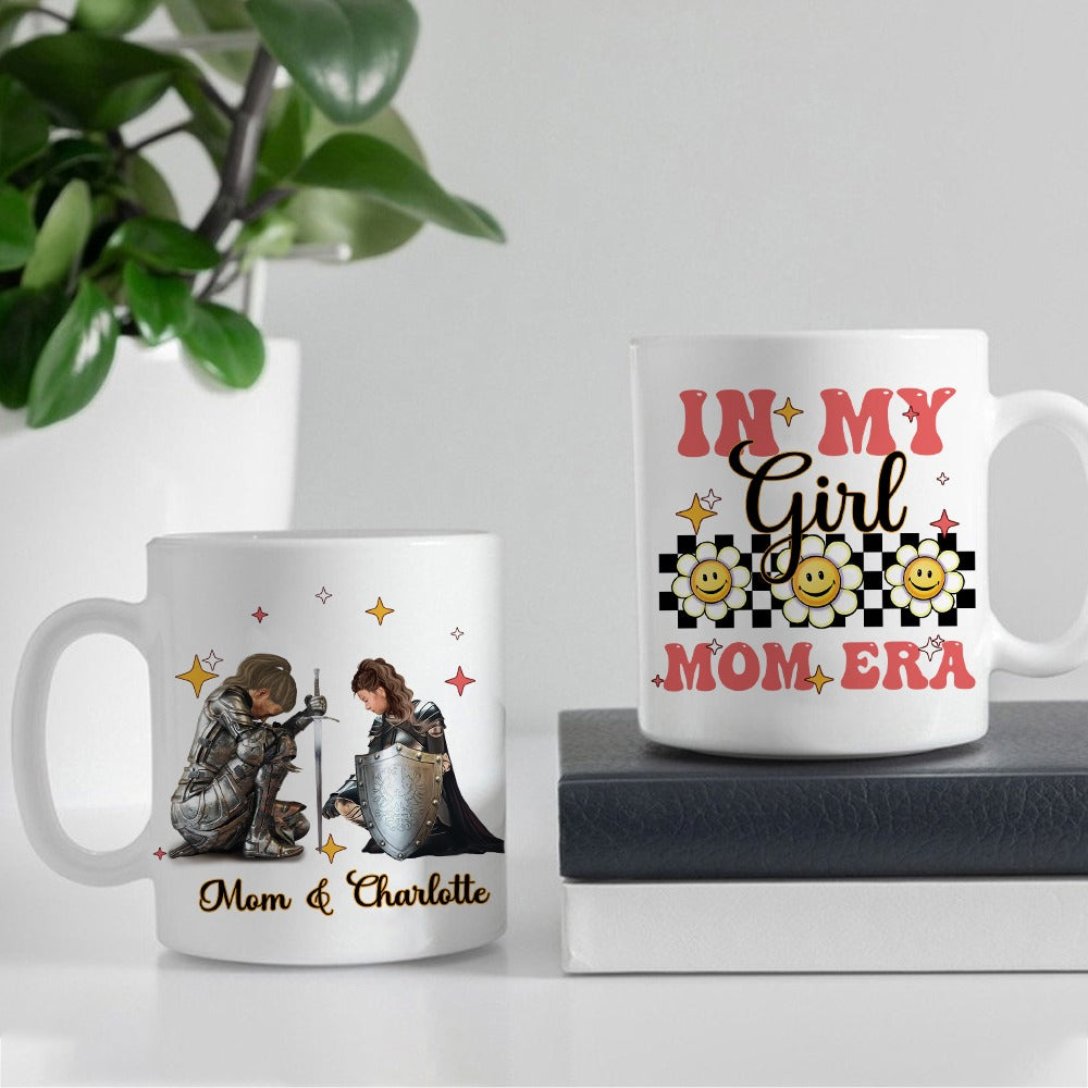 Personalized Mom And Daughter Warrior In My Girl Mom Era White Mug