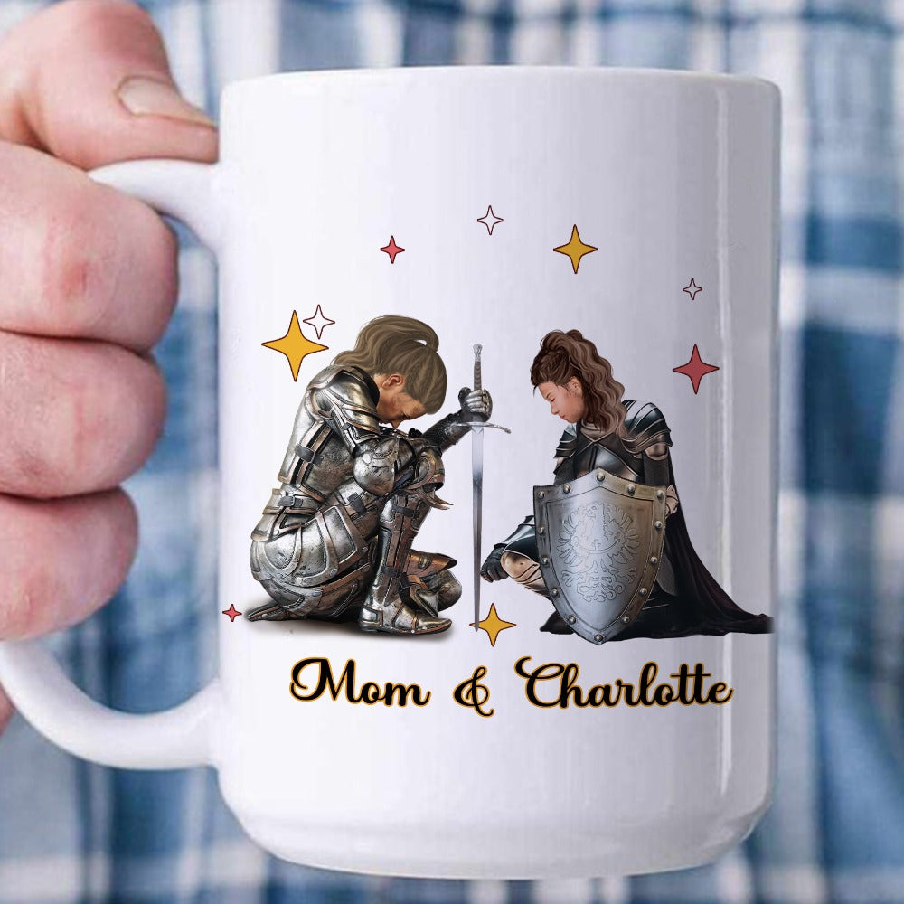 Personalized Mom And Daughter Warrior In My Girl Mom Era White Mug